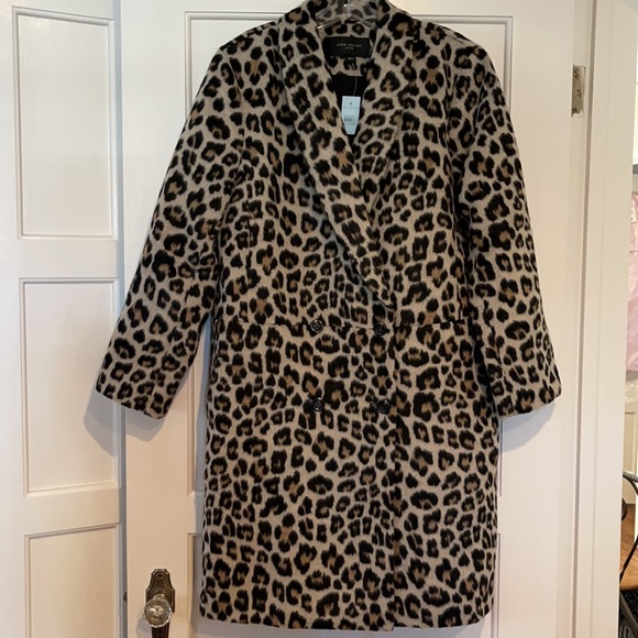 Ann Taylor Brushed Leopard Print Shawl Collar Cocoon Coat 553115 - Picture 4 of 10